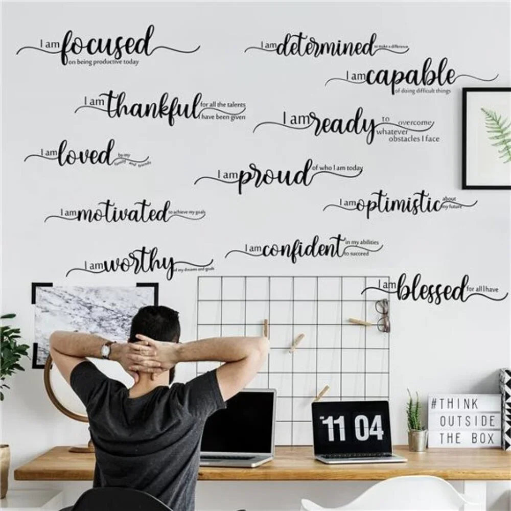 Motivational Wall Stickers Inspirational Quote Vinyl Decals Positive Home Office